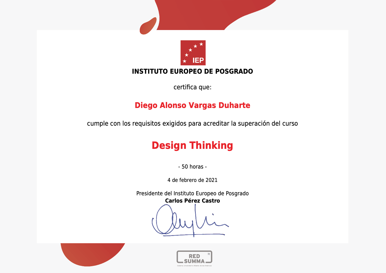 Design Thinking Certificate - IEP