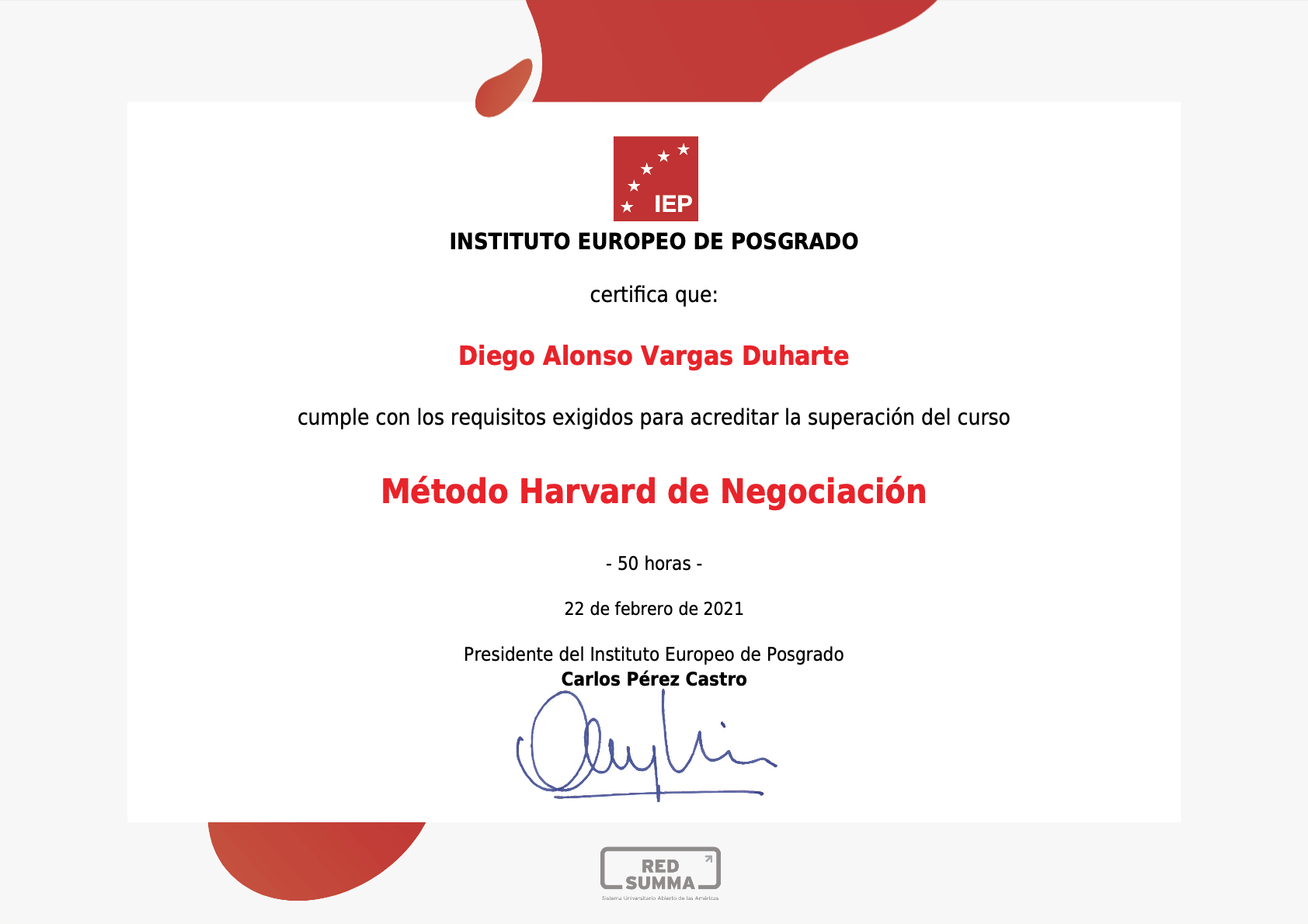 Harvard Negotiation Certificate - IEP